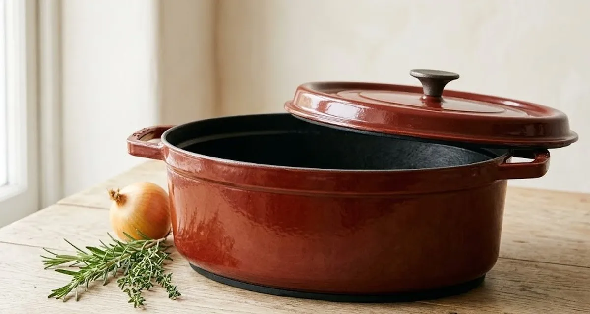 Толстые стенки и плотная крышка держат равномерный жар, мясо томится мягким и не выкипает.